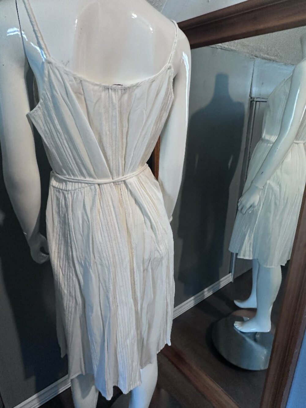 Madewell White Spaghetti Strap Wrap Dress Size M Tie Waist - Picture 3 of 5